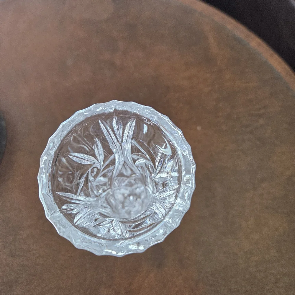 Vintage Crystal Pinwheel Design Flower Bud Vase 6.75